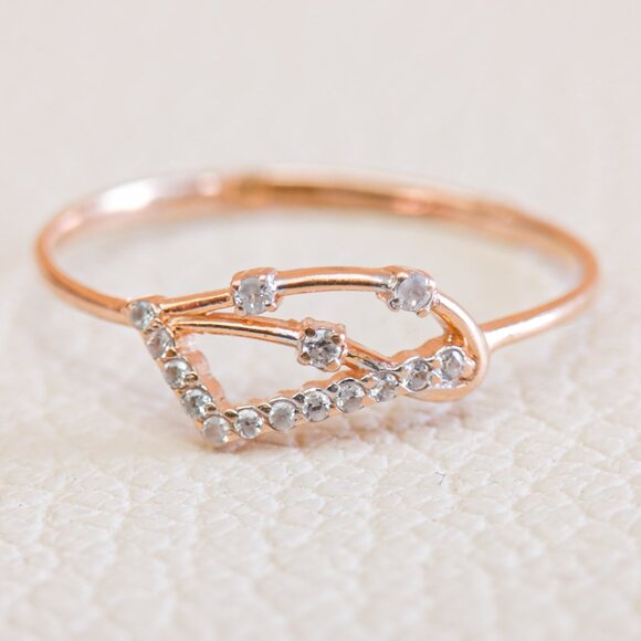 Russian 14k Rose Gold Diamond Chip Geometric Stacking Ring · Sz 9 - Picture 6 of 12